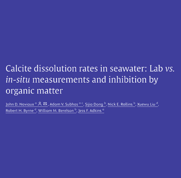 Calcite dissolution rates in seawater: Lab vs. in-situ measurements and inhibition by organic matter